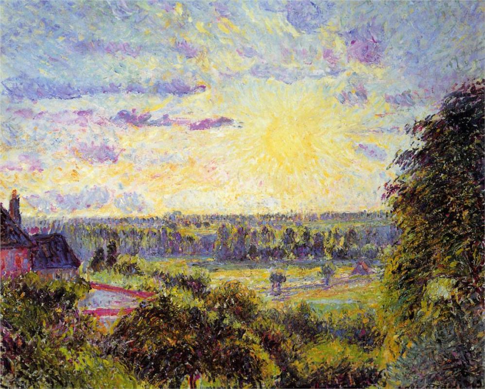 sunset-at-eragny. - Camille Pissarro Paintings